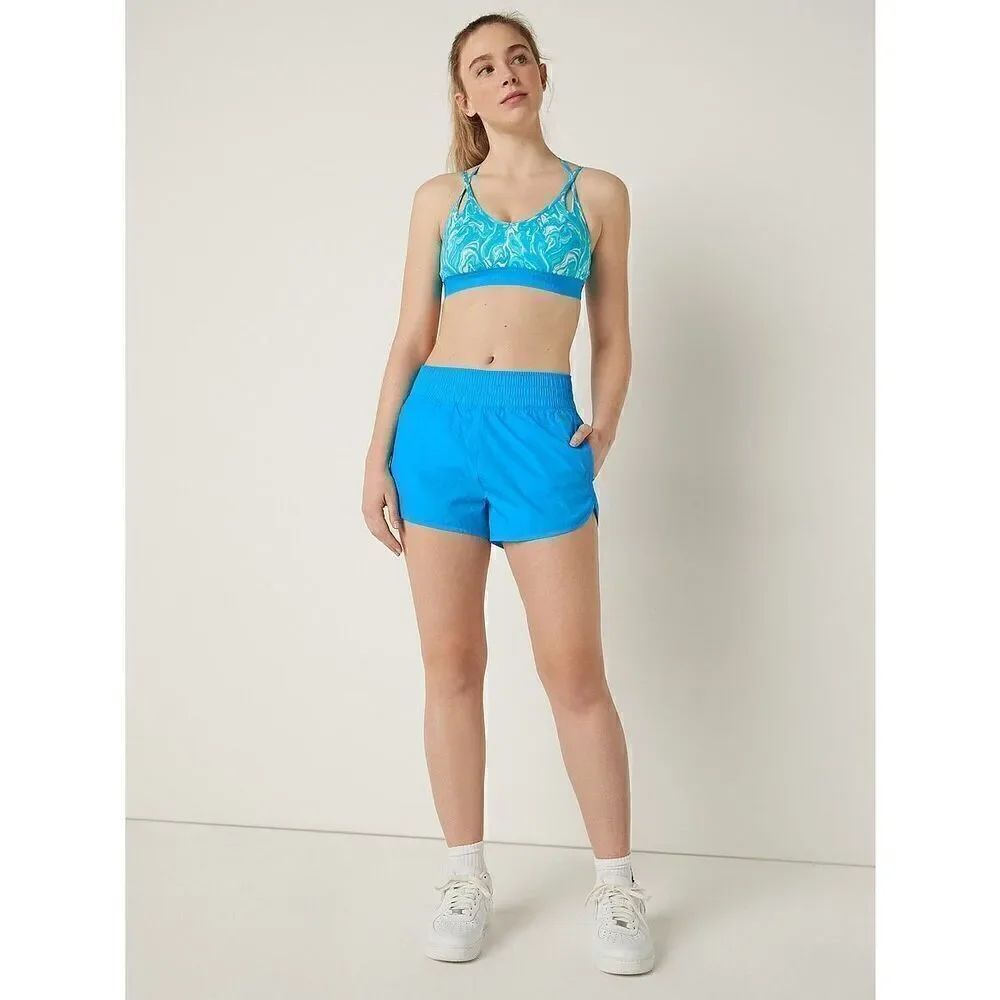 Pink active shorts blue small